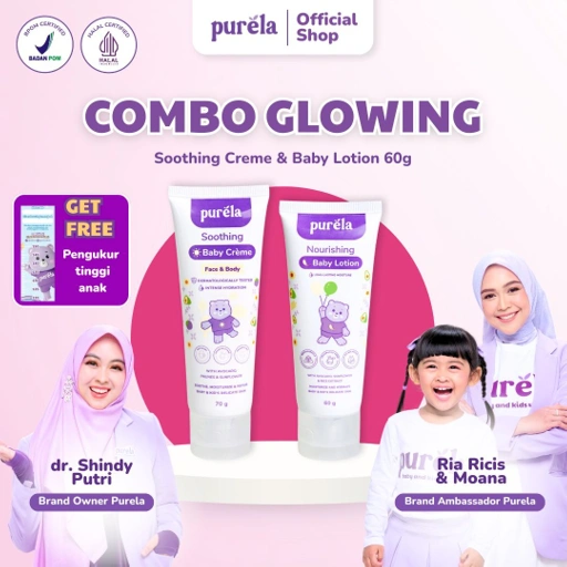 Image of [OFFICIAL] COMBO GLOWING - [FREE Pengukuran Tinggi Anak] Soothing Baby Creme 70 g & Nourishing Baby Lotion 60 g 