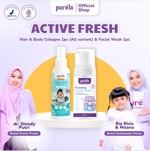 Image of [Official] Purela Active Fresh - Hair & Body Cologne Purela x Jumbo Film & Facial Wash - Parfum anak & parfum bayi 2in 1 non iritan dan 0% alcohol - bisa untuk badan & rambut, wangi premium tahan hingga 5 jam+
