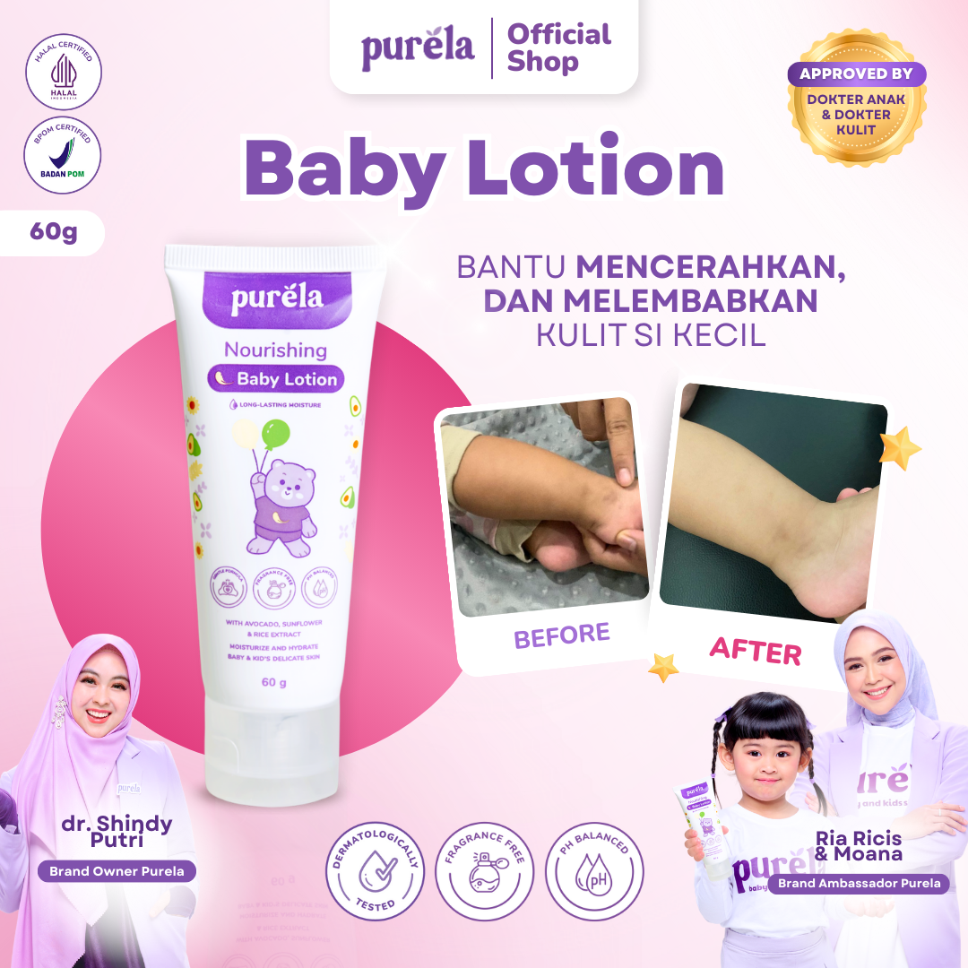 PURELA Nourishing Baby Lotion - Lotion Bayi Untuk Mencerahkan Kulit - Bahan Alami dan Organik