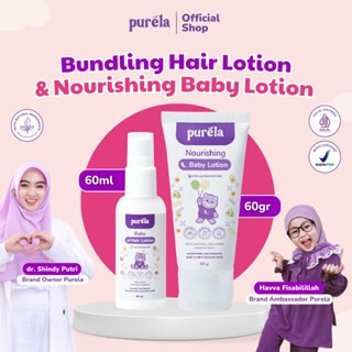 PURELA Bundling Hair Lotion & Nourishing Baby Lotion - Hair Body Baby Lotion Set - Pelembab Kulit Dan Penyubur Rambut Bayi Anak - Bahan Alami dan Organik