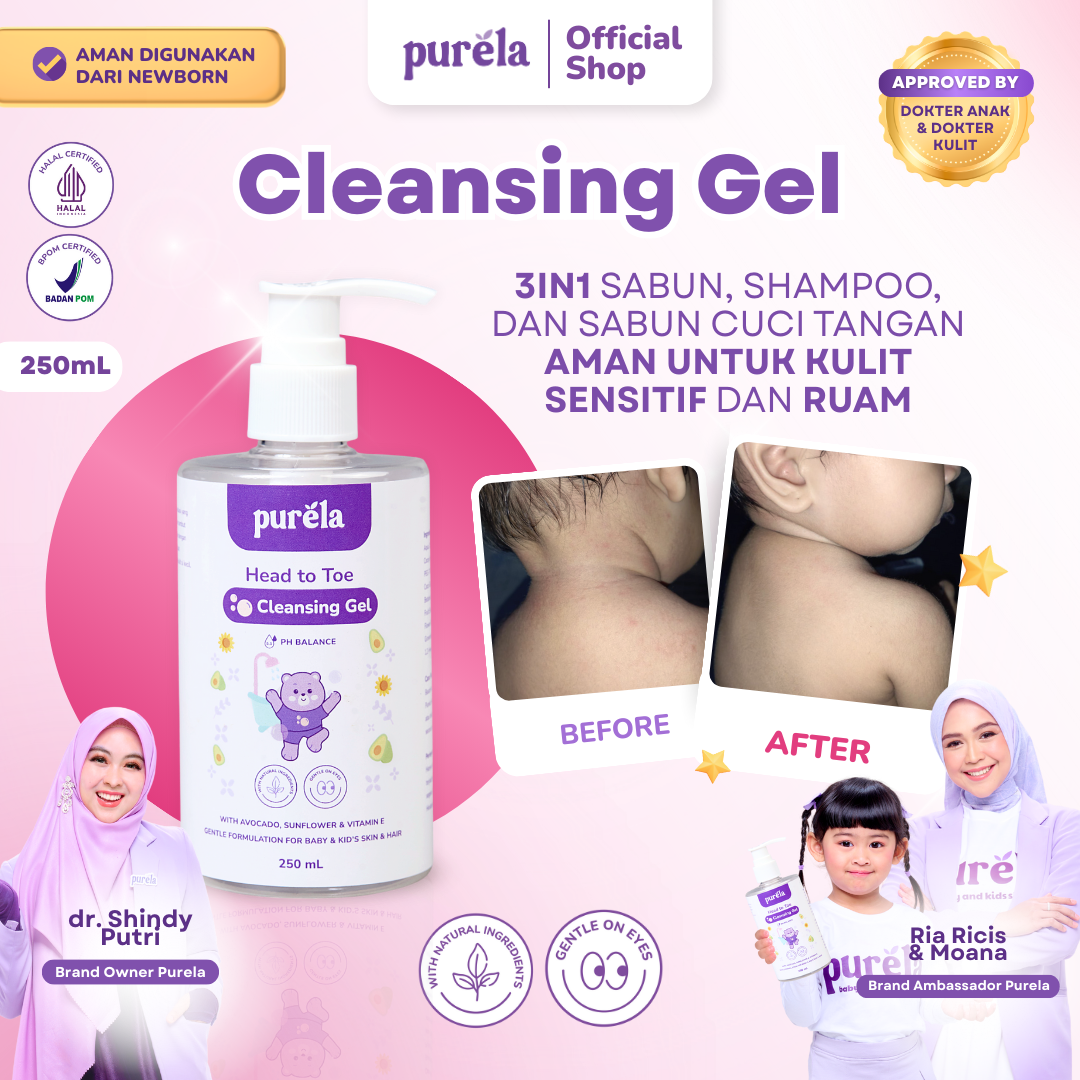 [Official] Purela Head To Toe Cleansing Gel 250ml - Menutrisi dan Membersihkan Kulit Bayi - Natural Organic