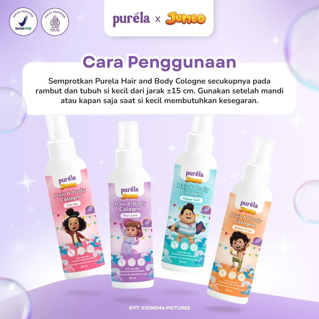 [Official] Purela Hair & Body Cologne 80ml - 2 in 1 untuk rambut dan badan Parfum Anak 0% Alcohol dan Anti iritan - Aman untuk anak 6 bulan + With Aloe Vera, Chamomile, dan Allantoin - Wangi Premium Tahan 5 Jam +