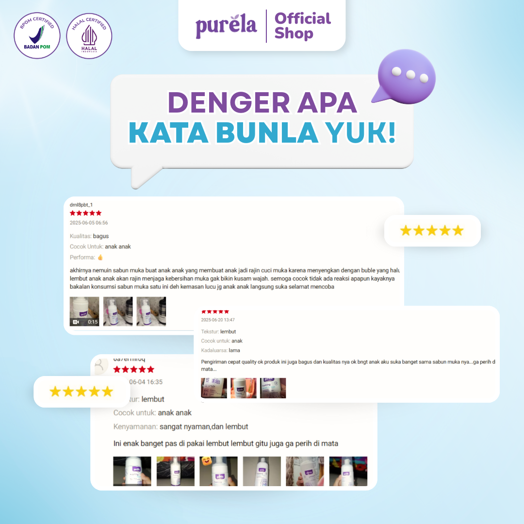[BEST SELLER] Purela Foaming Facial Wash Anak - 100 ml - Sabun Cuci Muka Anak Tidak Perih di Mata - Membantu  Perawatan Membersihkan dan Mencerahkan Wajah Anak - No SLS - Face Wash Anak