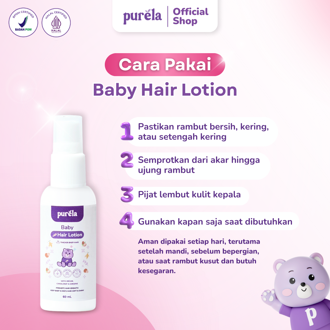 PURELA Combo Hair Care (Head to Toe Cleansing Gel & Hair Lotion) - Hair Care Penumbuh Dan Pemberi Nutrisi Rambut Anak - Bahan Alami dan Organik