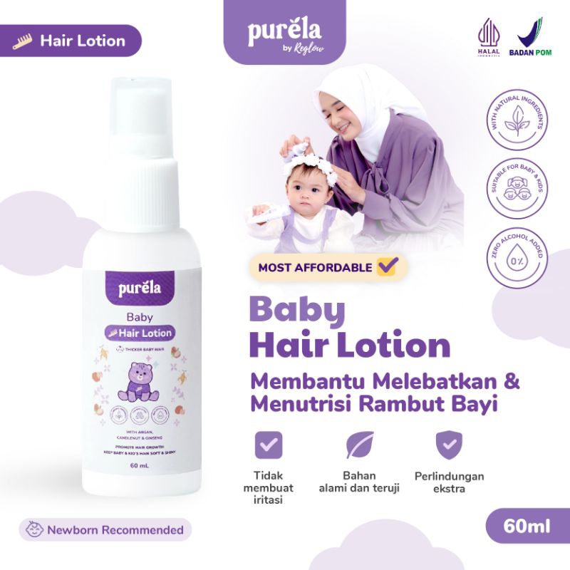 PURELA Hair Lotion 60 ml - Lotion Rambut Bayi Anak - Perawatan Rambut Bayi - Bahan Alami dan Organik