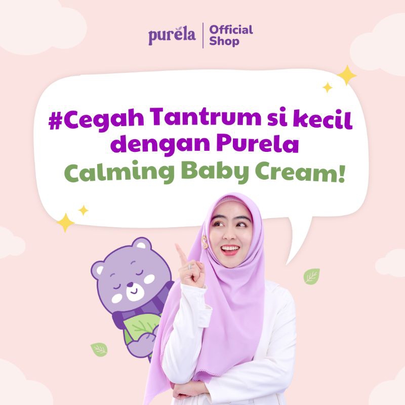 PURELA Calming Baby Cream - Natural Active Ingredients - No Parfum, SLS, Paraben - Memberikan Kenyamanan, Melindungi serta Merawat Kulit si Kecil Bayi Sensitif