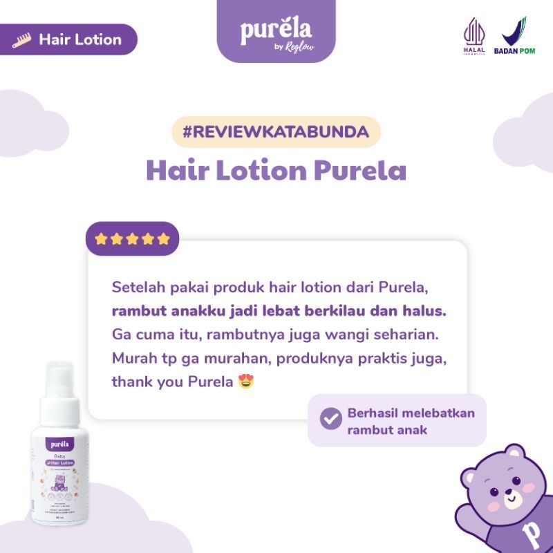 PURELA Hair Lotion 60 ml - Lotion Rambut Bayi Anak - Perawatan Rambut Bayi - Bahan Alami dan Organik