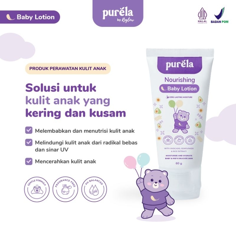 PURELA Bundling 2 Pcs Nourishing Baby Lotion & Hair Lotion - Hair Body Baby Lotion Set - Pelembab Kulit Dan Penyubur Rambut Bayi Anak - Bahan Alami dan Organik