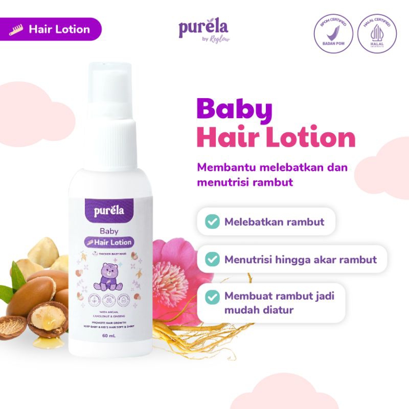 PURELA Hair Lotion 60 ml - Lotion Rambut Bayi Anak - Perawatan Rambut Bayi - Bahan Alami dan Organik