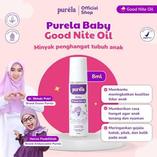 Image of PURELA Baby Goodnite Oil 8 ml - Baby Oil - Minyak Pijat Bayi Aromaterapi - Bahan Alami dan Organik