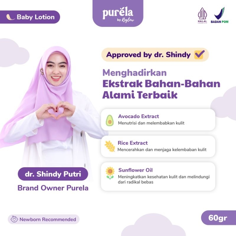 PURELA Nourishing Baby Lotion - Lotion Bayi Untuk Mencerahkan Kulit - Bahan Alami dan Organik