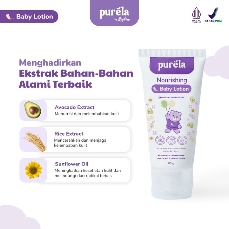 PURELA Nourishing Baby Lotion - Lotion Bayi Untuk Mencerahkan Kulit - Bahan Alami dan Organik
