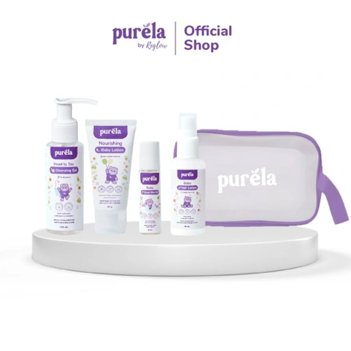 Image of Purela Kiddy Glow Skincare 4in1 + Calming Cream (Free Pouch) - Perawatan Pencerah Kulit Bayi Anak - Bahan Alami