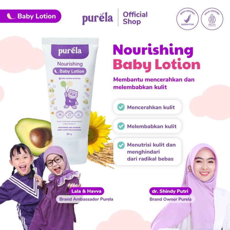 PURELA Nourishing Baby Lotion - Lotion Bayi Untuk Mencerahkan Kulit - Bahan Alami dan Organik