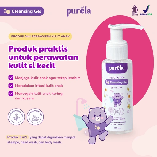 Image of PURELA Combo Hair Care (Head to Toe Cleansing Gel & Hair Lotion) - Hair Care Penumbuh Dan Pemberi Nutrisi Rambut Anak - Bahan Alami dan Organik