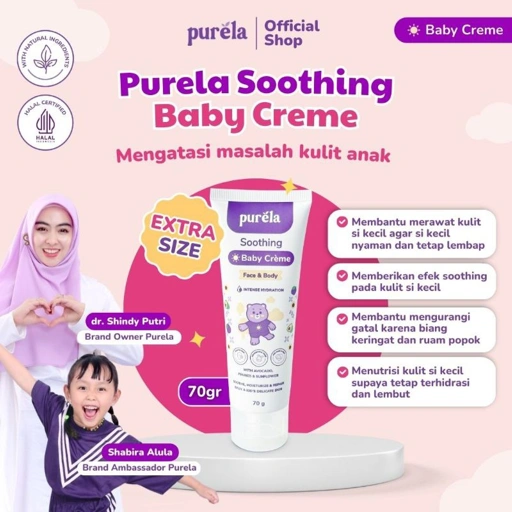 Image of PURELA Soothing Baby Creme 70 gr - Krim Mengatasi Gatal Biang Keringat , Menghaluskan , Mencerahkan