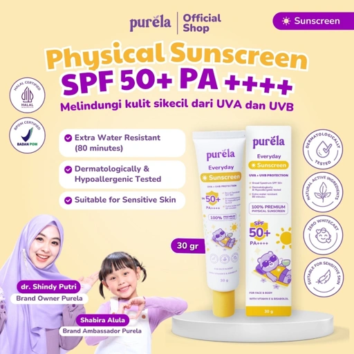 Image of TRIPLE GLOWING [BUY 2 GET 3][FREE HAIR LOTION] Soothing Baby Creme 70 gr , Nourishing Baby Lotion 60 gr,  Purela Physical Sunscreen SPF 50+ PA++++ 30 gr ,