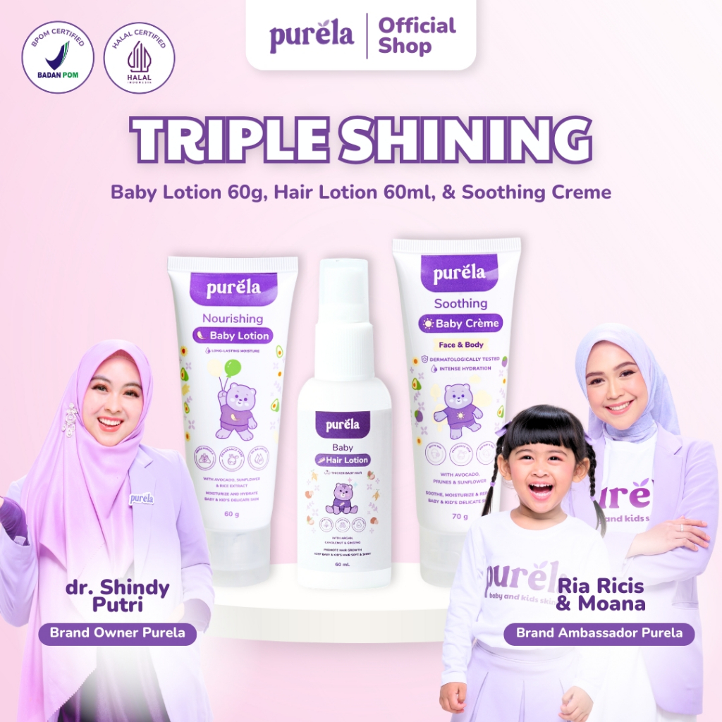 TRIPLE SHINING - BABY LOTION, HAIR LOTION, SOOTHING BABY CREME