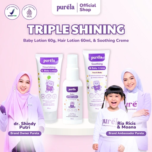 Image of TRIPLE SHINING  - BABY LOTION, HAIR LOTION, SOOTHING BABY CREME