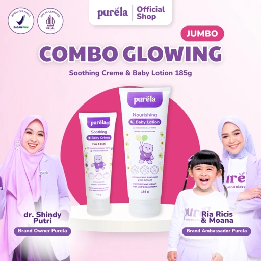Image of COMBO GLOWING JUMBO - Soothing Baby Cream 70g & Nourishing Baby Lotion 185g