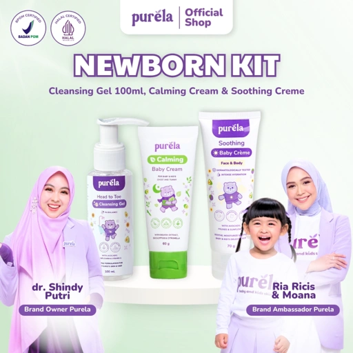 Image of NEWBORN KIT (Soothing Baby Crème, Calming Cream , Cleansing Gel 100ml) - Perawatan Newborn Aman Untuk Kulit Sensitif - Bahan Alami dan Organik