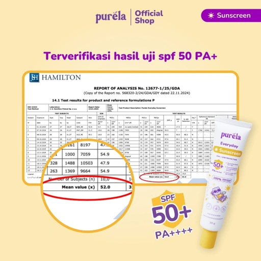 Image of SUN & GLOW [FREE CLEANSING GEL 100  ML] Purela Everyday Sunscreen SPF 50+ PA++++ 30 gr &  Soothing Baby Creme 70g
