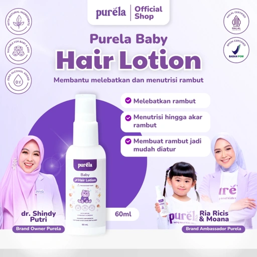 Image of PURELA Hair Lotion 60 ml - Lotion Rambut Bayi Anak - Perawatan Rambut Bayi - Bahan Alami dan Organik