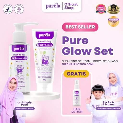 Image of [BEST SELLER] Pure Glow Set - Cleansing Gel 100ml, Body Lotion 60gr, FREE Hair Lotion 60ml