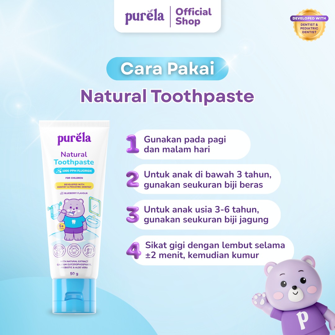 PURELA ORAL KIT [TOOTHPASTE + TOOTHSPRAY] - Perawatan Gigi & Mulut Anak – Untuk 6 bulan + – Cegah Karies dan Gigi Berlubang – Cegah Bau Mulut – BPOM – HALAL MUI