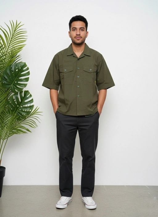 Image of THANKSTOME KEMEJA PRIA DEWASA CASUAL GREEN DARK - HORIZO SERIES