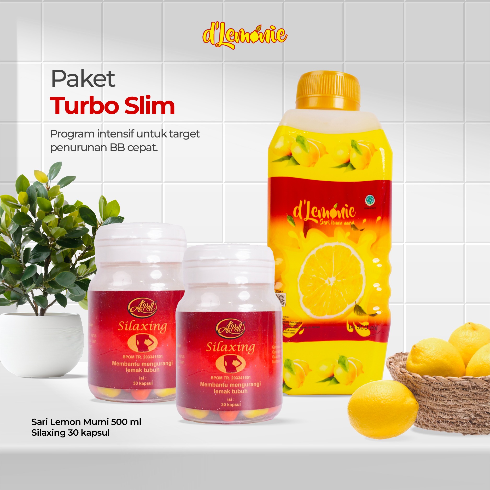 D'lemonie – Paket Turbo Slim – Apell Silaxing 2 Botol + Dlemonie – Bundling Herbal Alami