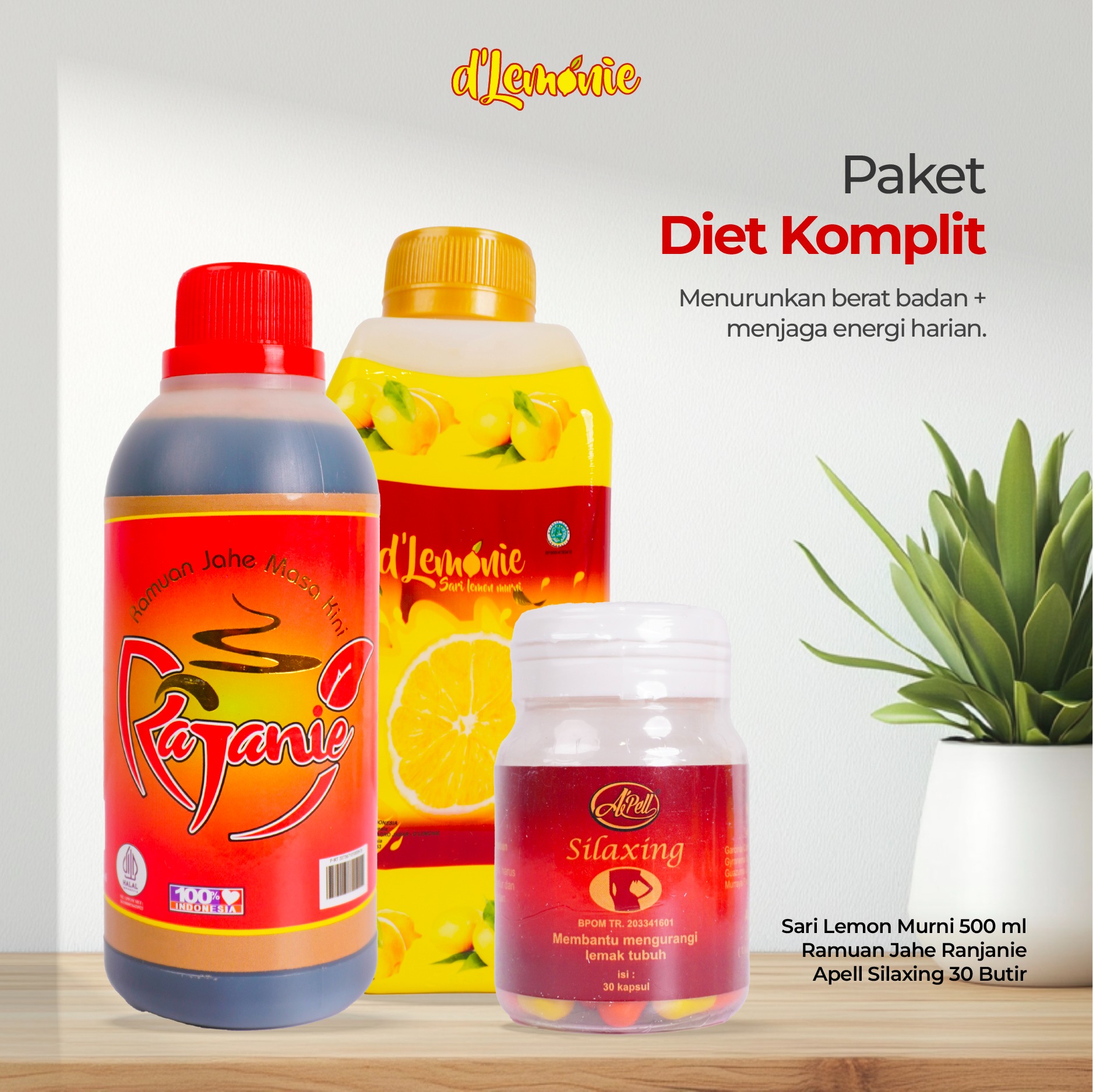 D'lemonie – Paket Diet Komplit – Dlemonie + Apell Silaxing + Rajanie – Bundling Herbal Alami