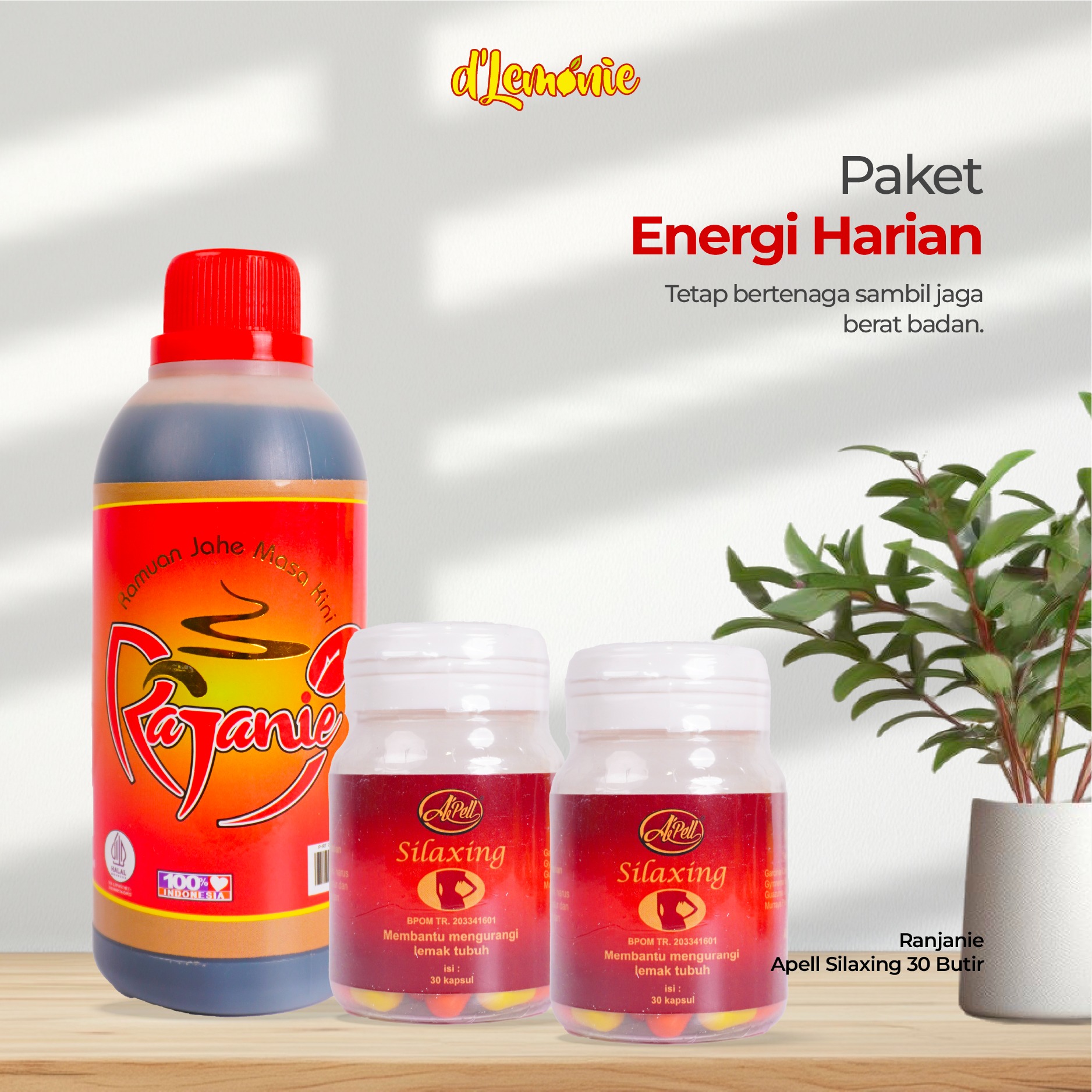 D'lemonie – Paket Energi Harian – Rajanie + Apell Silaxing 2 Botol – Bundling Herbal Alami