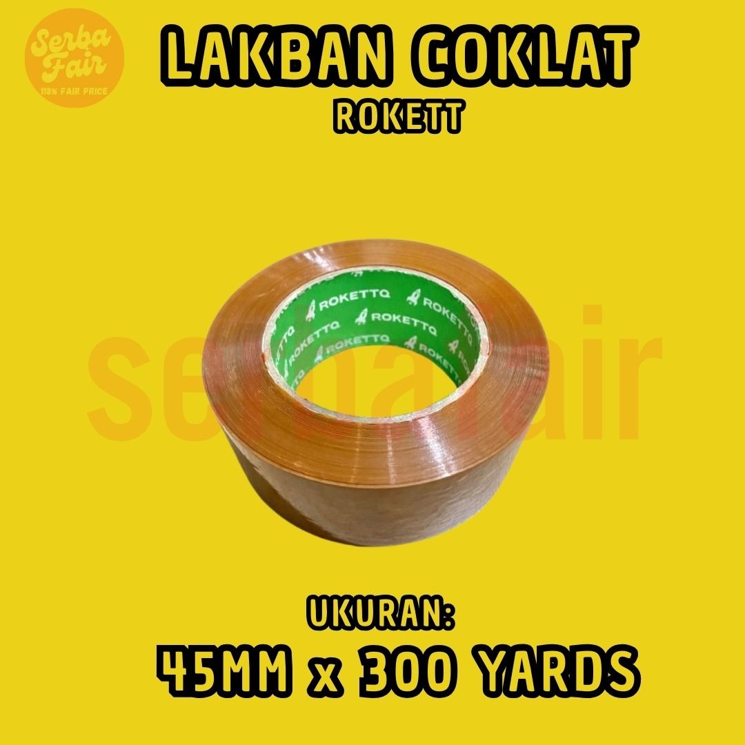 Lakban Bening Coklat ROKETT GREEN CORE  2 Inch (45mm) 300 Yards ECO TERMURAH