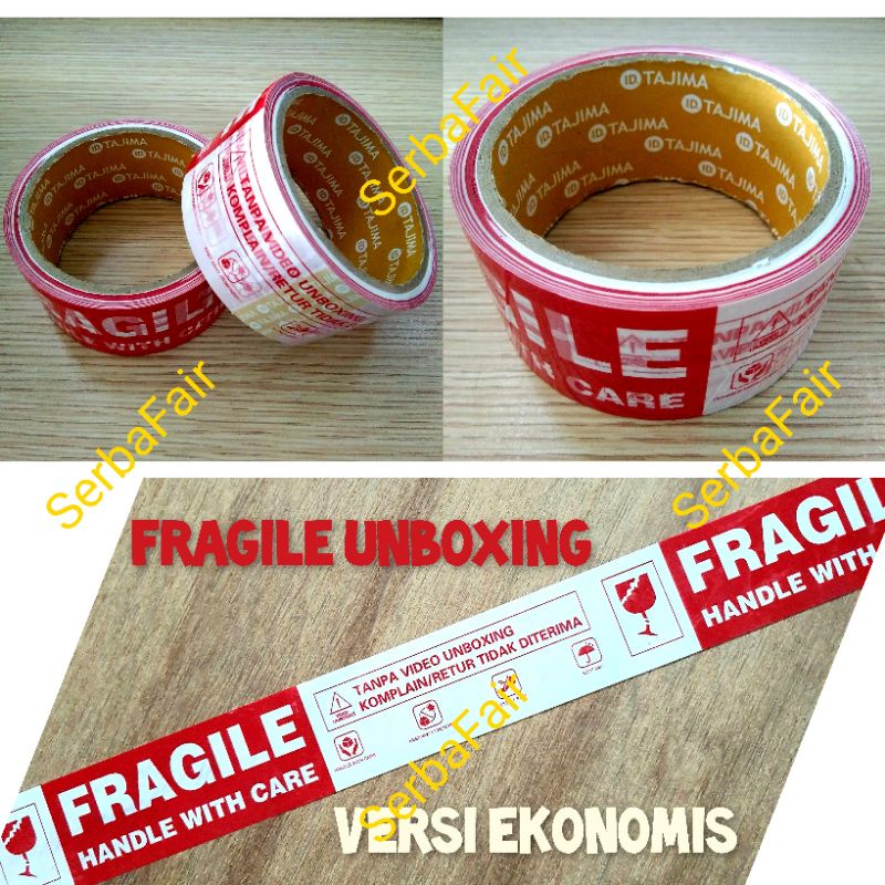 Lakban Fragile Unboxing ECO Tajima Yellow Core PRAKTIS MURAH