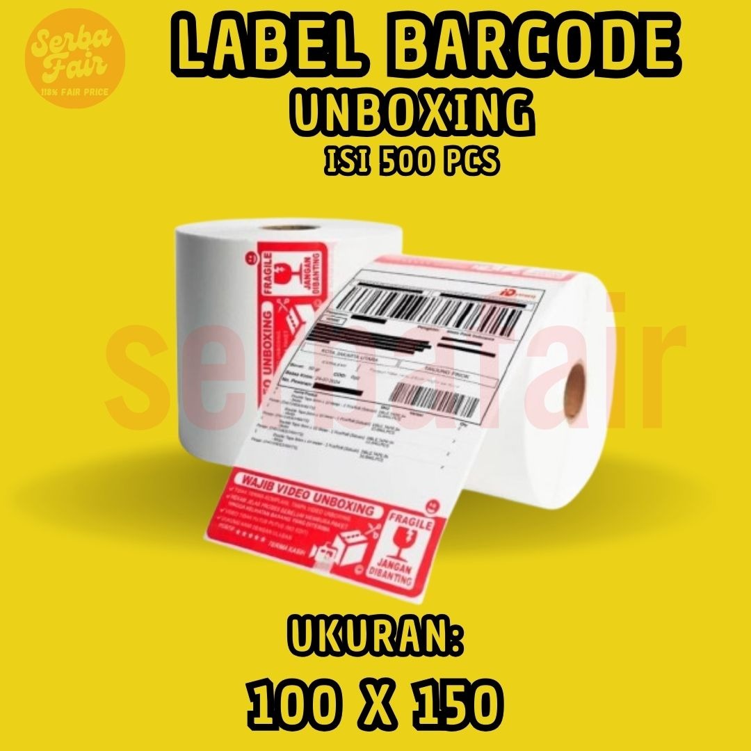 Label Barcode Video Unboxing 100 x 150 ISI 500 / Kertas Sticker Thermal Resi 100x150MM