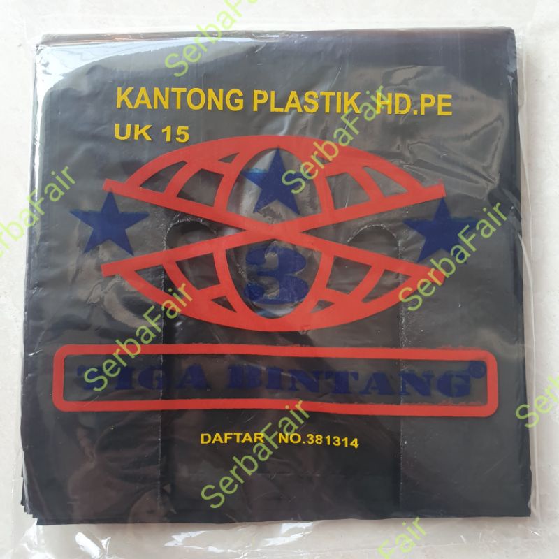 Kantong Plastik Kresek Tiga Bintang UK15 (15x30CM) ISI 60 LEMBAR MURAH