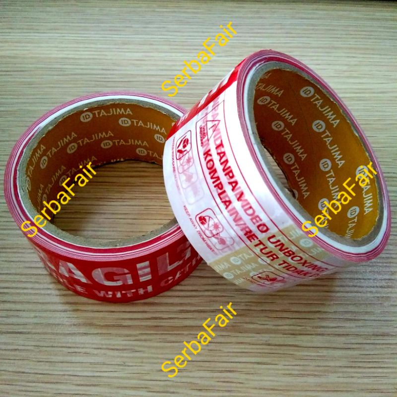 Lakban Fragile Unboxing ECO Tajima Yellow Core PRAKTIS MURAH