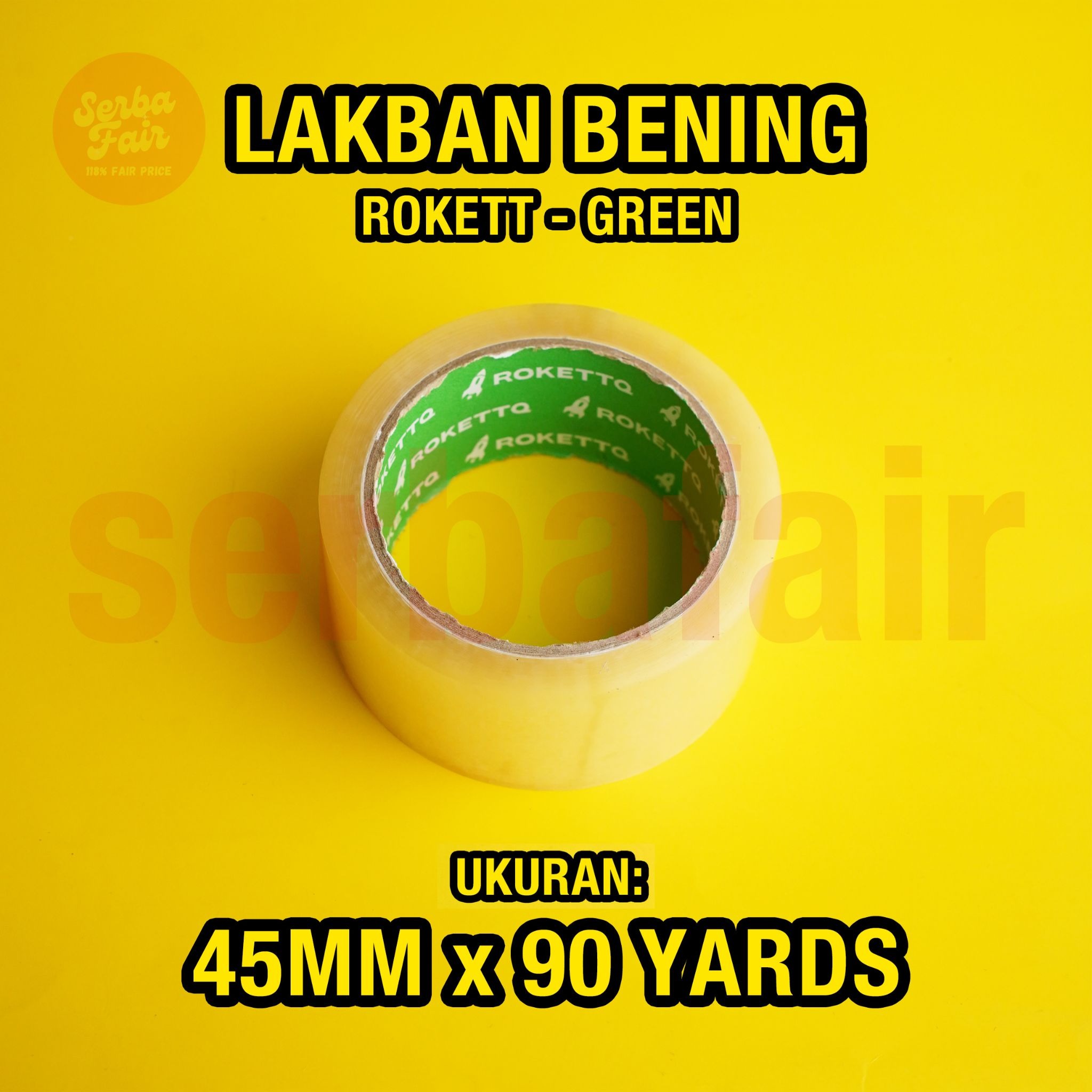 Lakban Bening Coklat ROKETT GREEN CORE  2 Inch (45mm) 90 Yards ECO TERMURAH