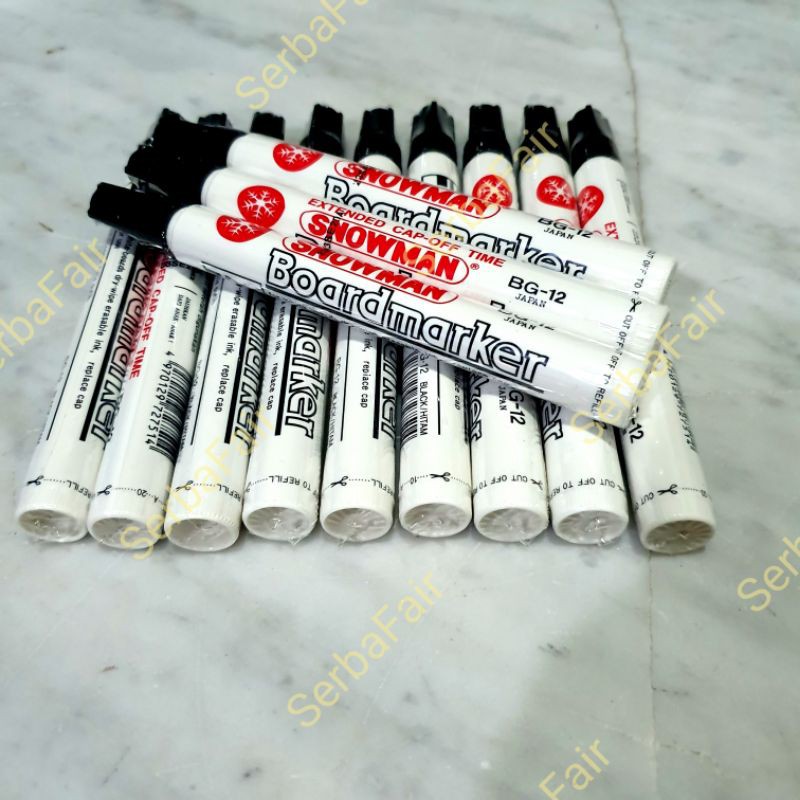 Spidol Snowman White Board Hitam Berkualitas Non Permanent Bisa Hapus