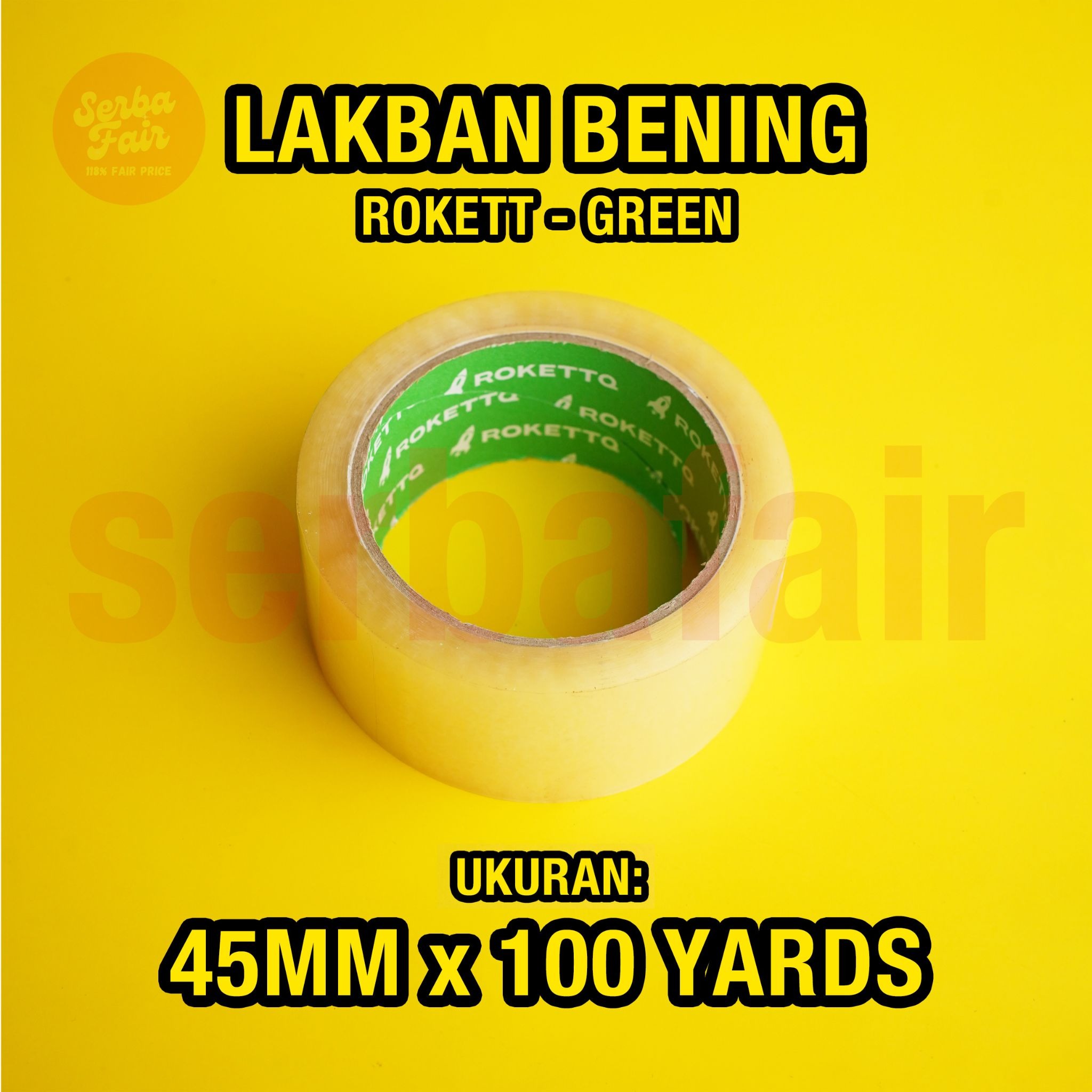 Lakban Bening Coklat ROKETT GREEN CORE 2 Inch (45mm) 100 Yards ECO TERMURAH