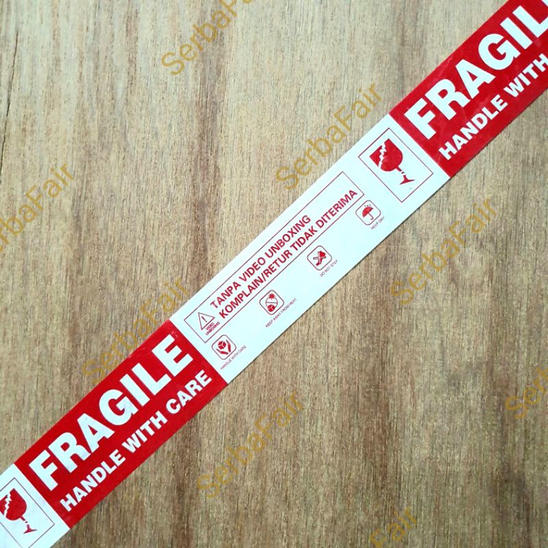 Lakban Fragile Unboxing Tajima 90YARDS Merah Putih Online Shop