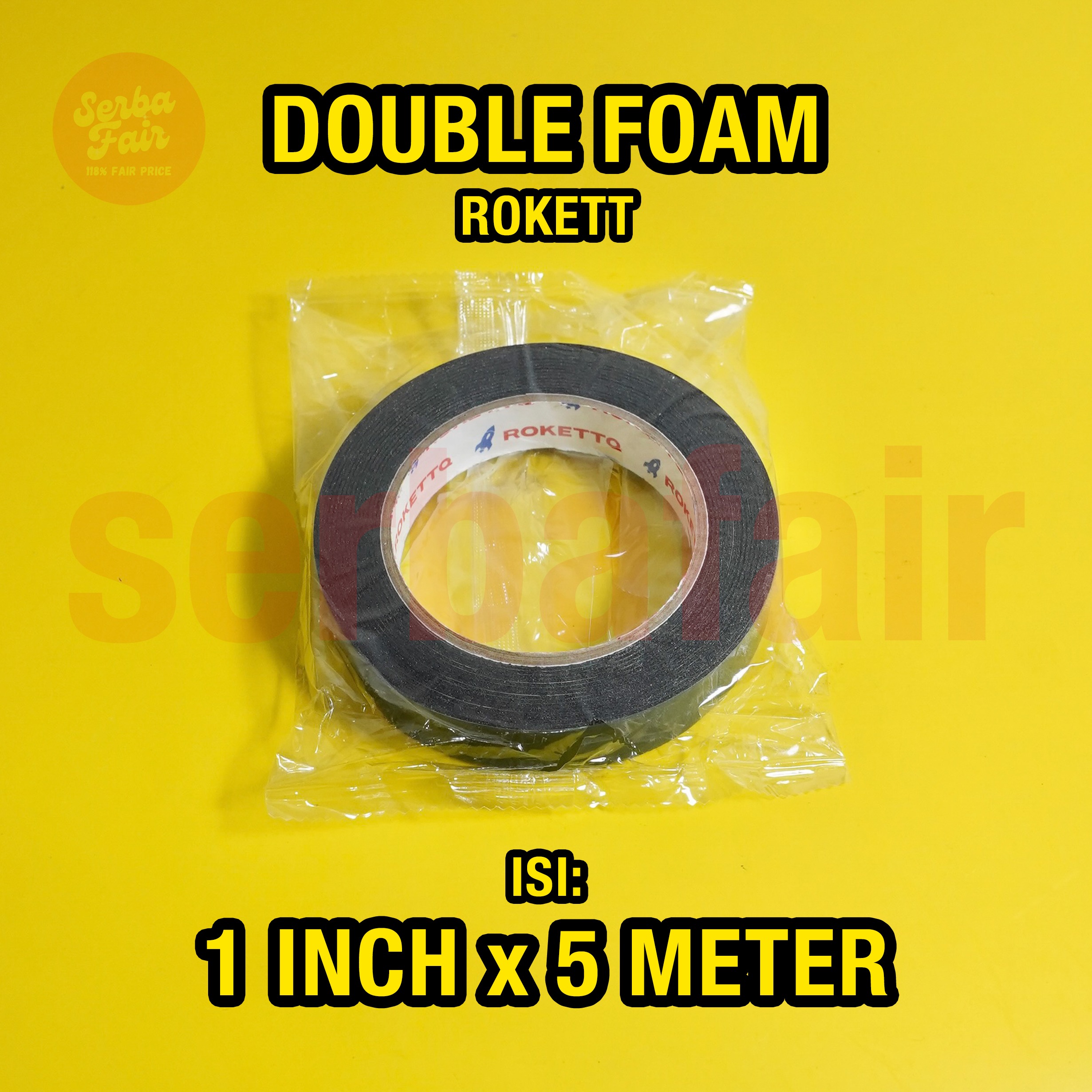 Double Foam Tape ROKETT 1 Inch x 5 Meter Double Tape Busa TOP TERMURAH