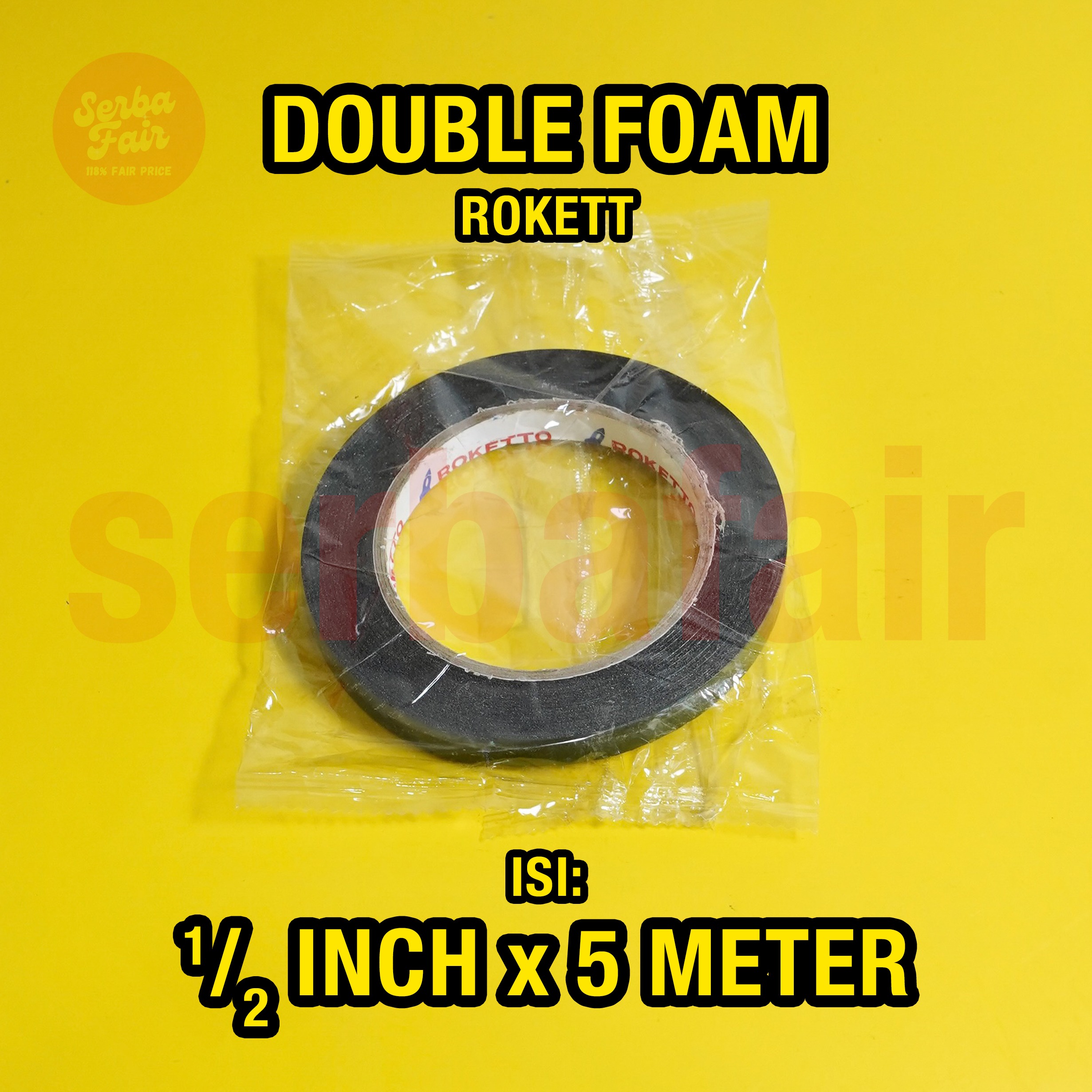 Double Foam Tape ROKETT 1/2 Inch (12mm) x 5 Meter Double Tape Busa TOP TERMURAH