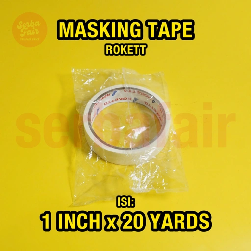 Image of Masking Tape ROKETT 1 Inch x 12 Yards / Lakban Kertas TOP TERMURAH