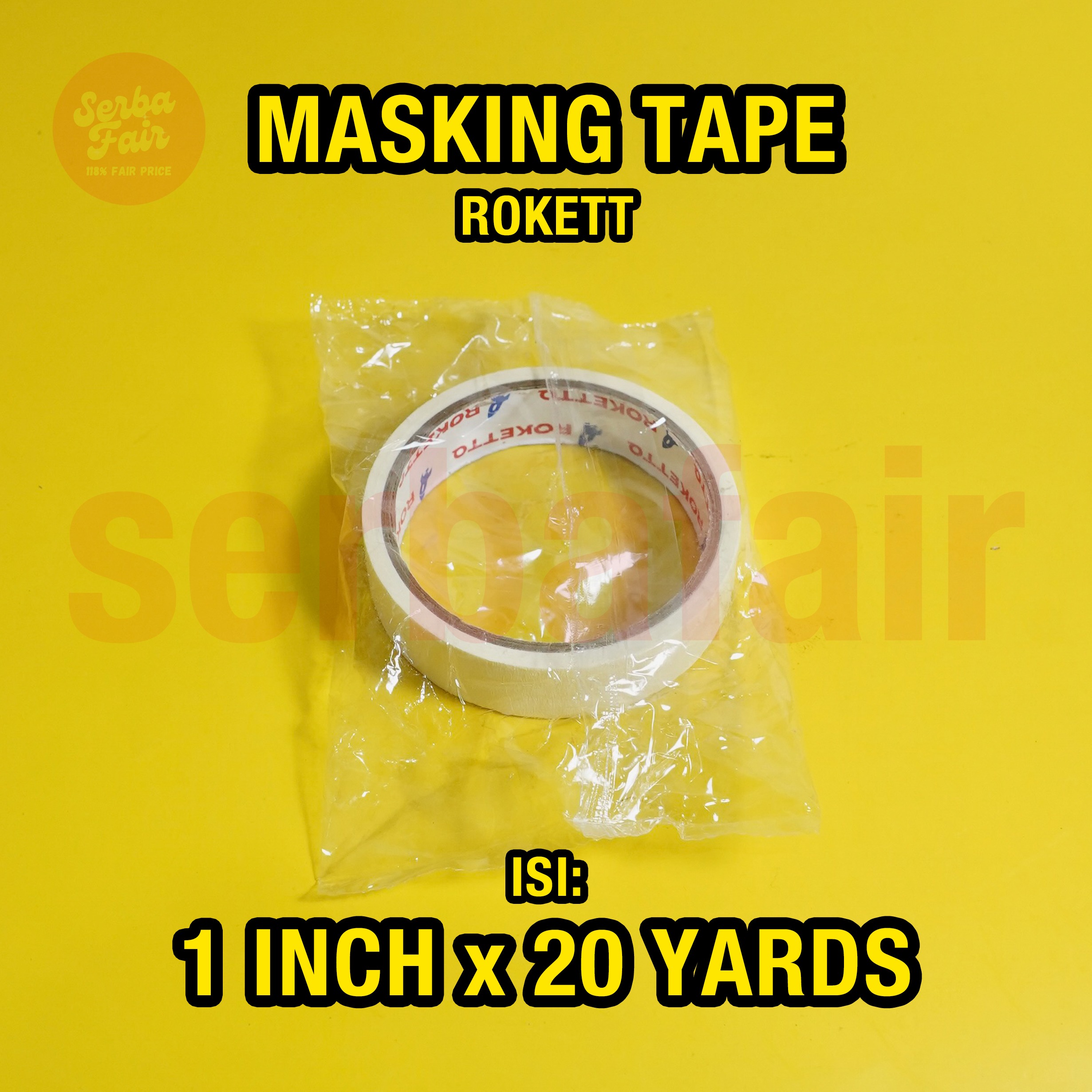 Masking Tape ROKETT 1 Inch x 20 Yards / Lakban Kertas TOP TERMURAH
