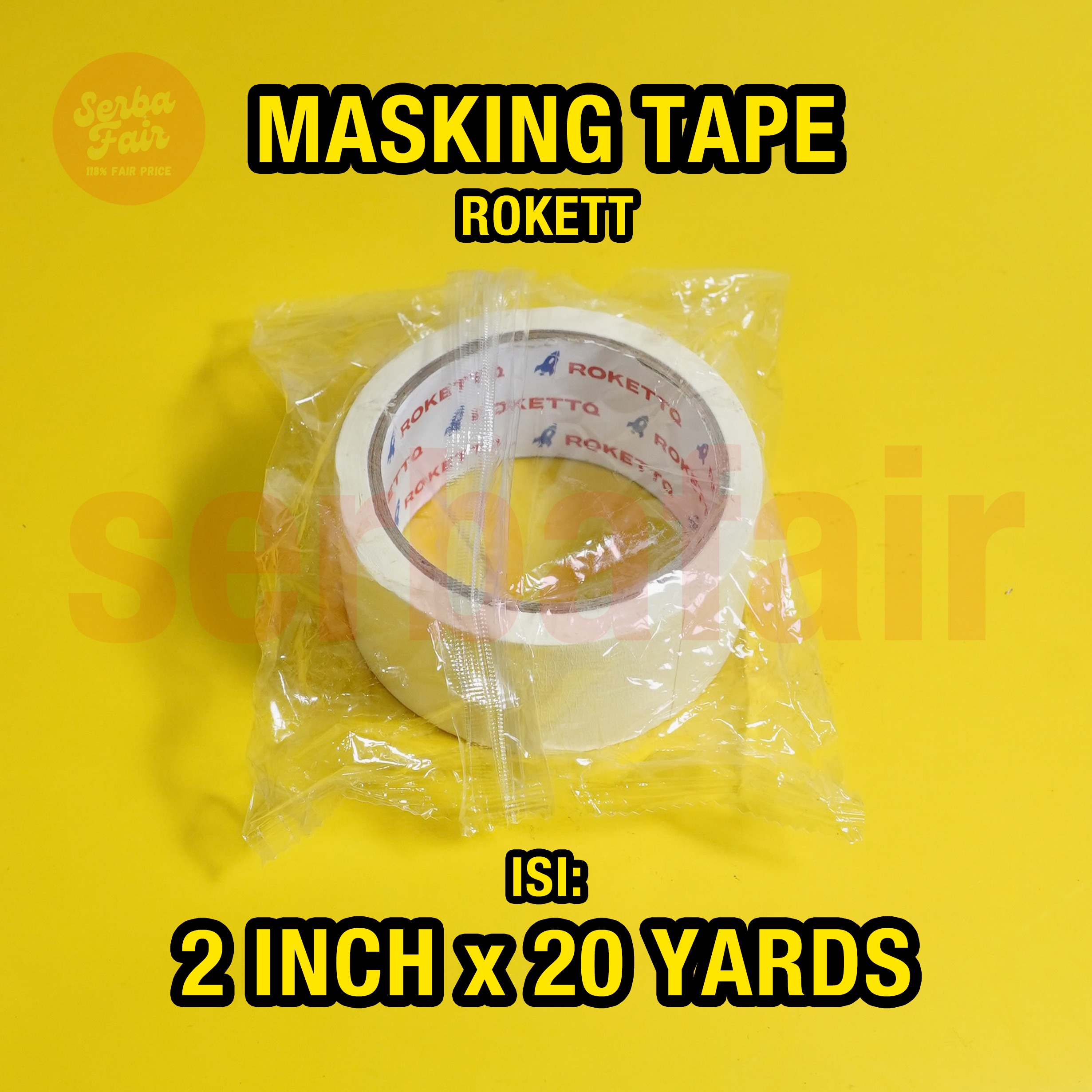 Masking Tape ROKETT 2 Inch (45mm) x 20 Yards / Lakban Kertas TOP TERMURAH