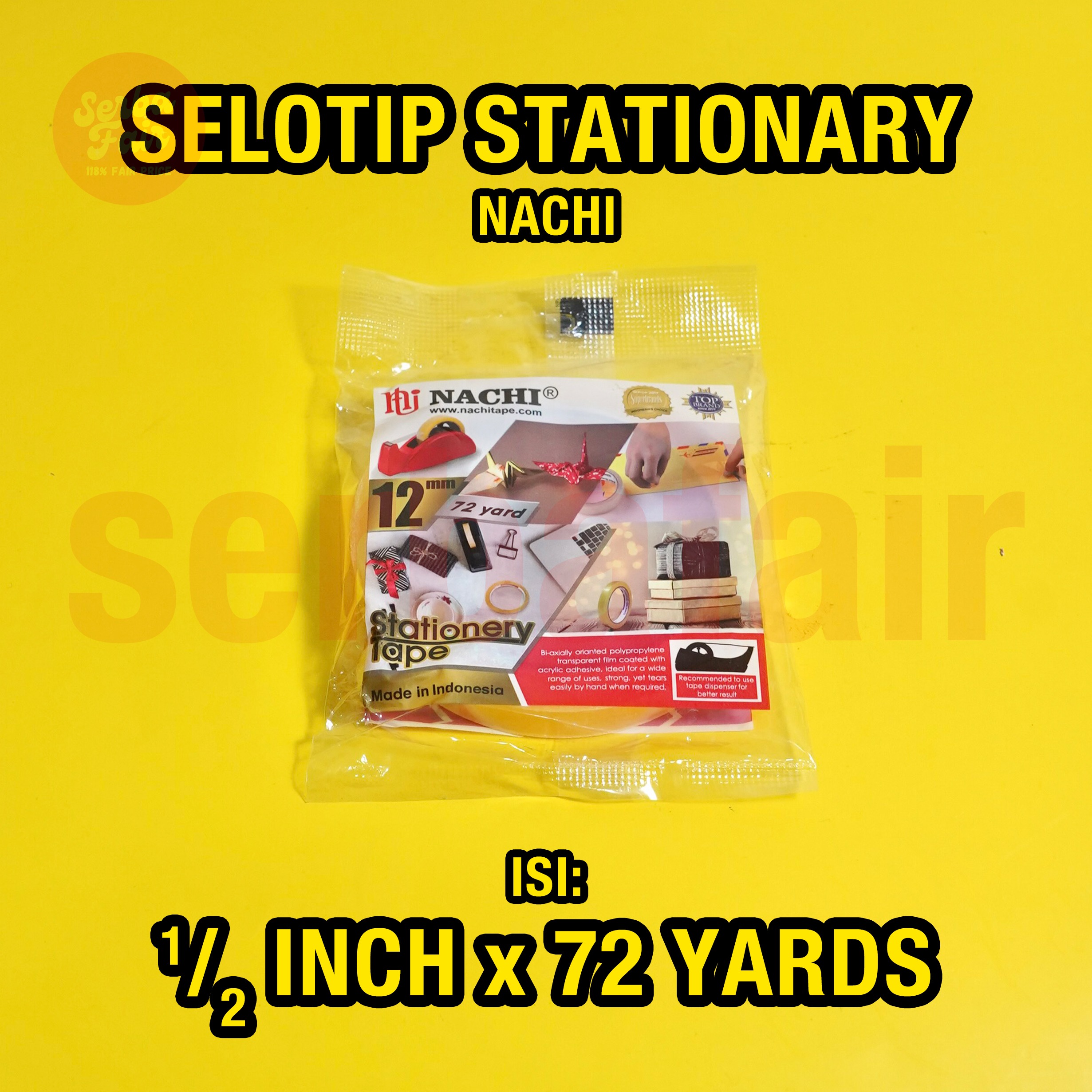 Selotip Nachi Stationery TOP Quality 12mm (1/2inch) 72Yard ORI