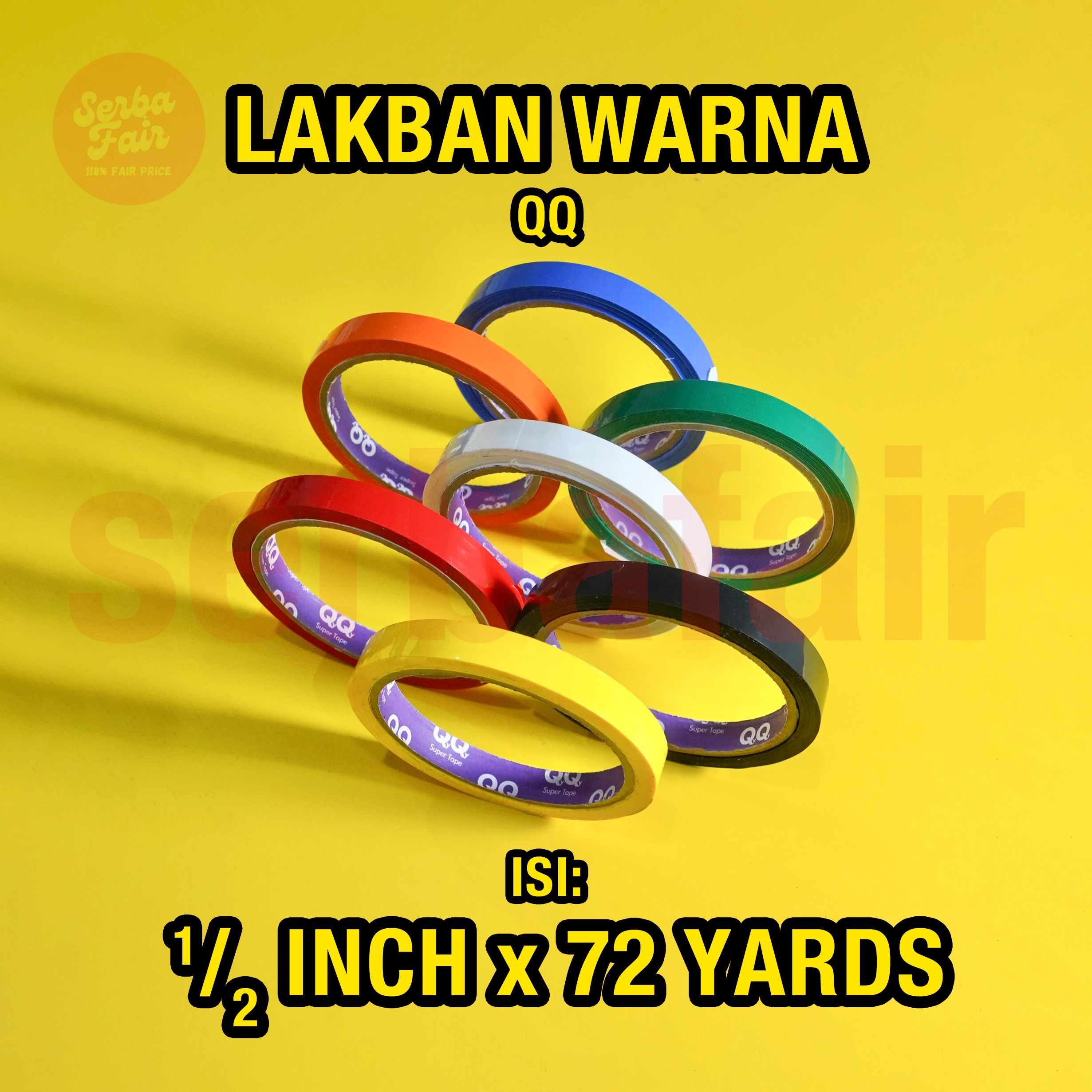 Solasi / Isolasi Warna QQ Premium Tape 12mm (1/2inch) x 72 Y