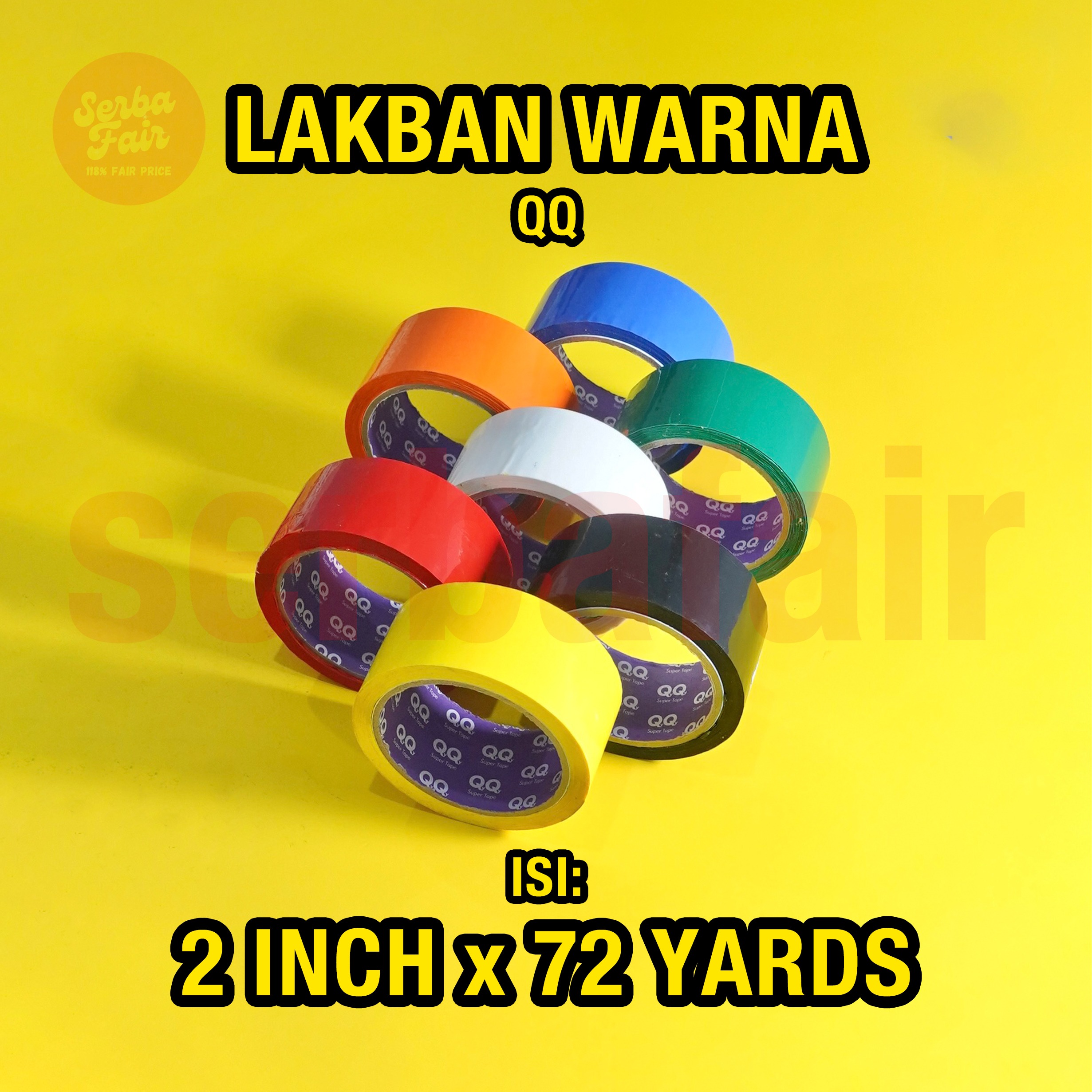 Lakban Warna QQ Premium Tape 60Yards Ready All Colours